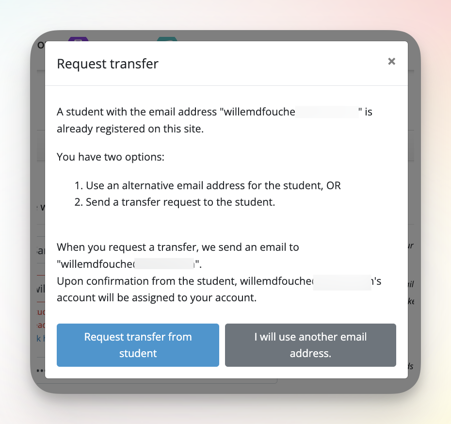 How can I transfer or reactivate my student?