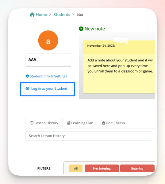How can I log in as a student or a teacher?
