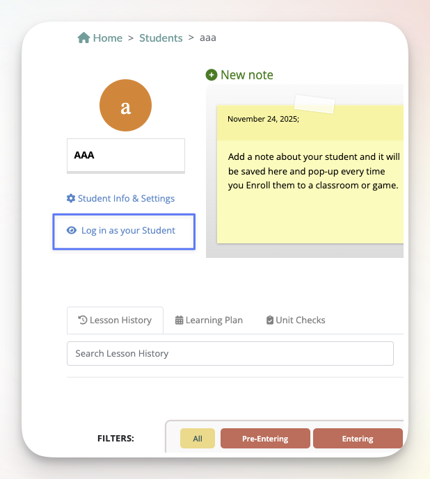 How can I log in as a student or a teacher?