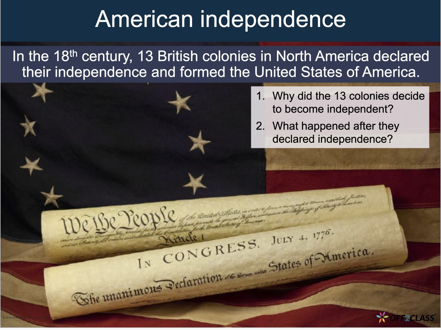 Core Curriculum: Social Studies: Unit 7, Lesson 1 — Background to the American Revolution, Slide 2 of 15.