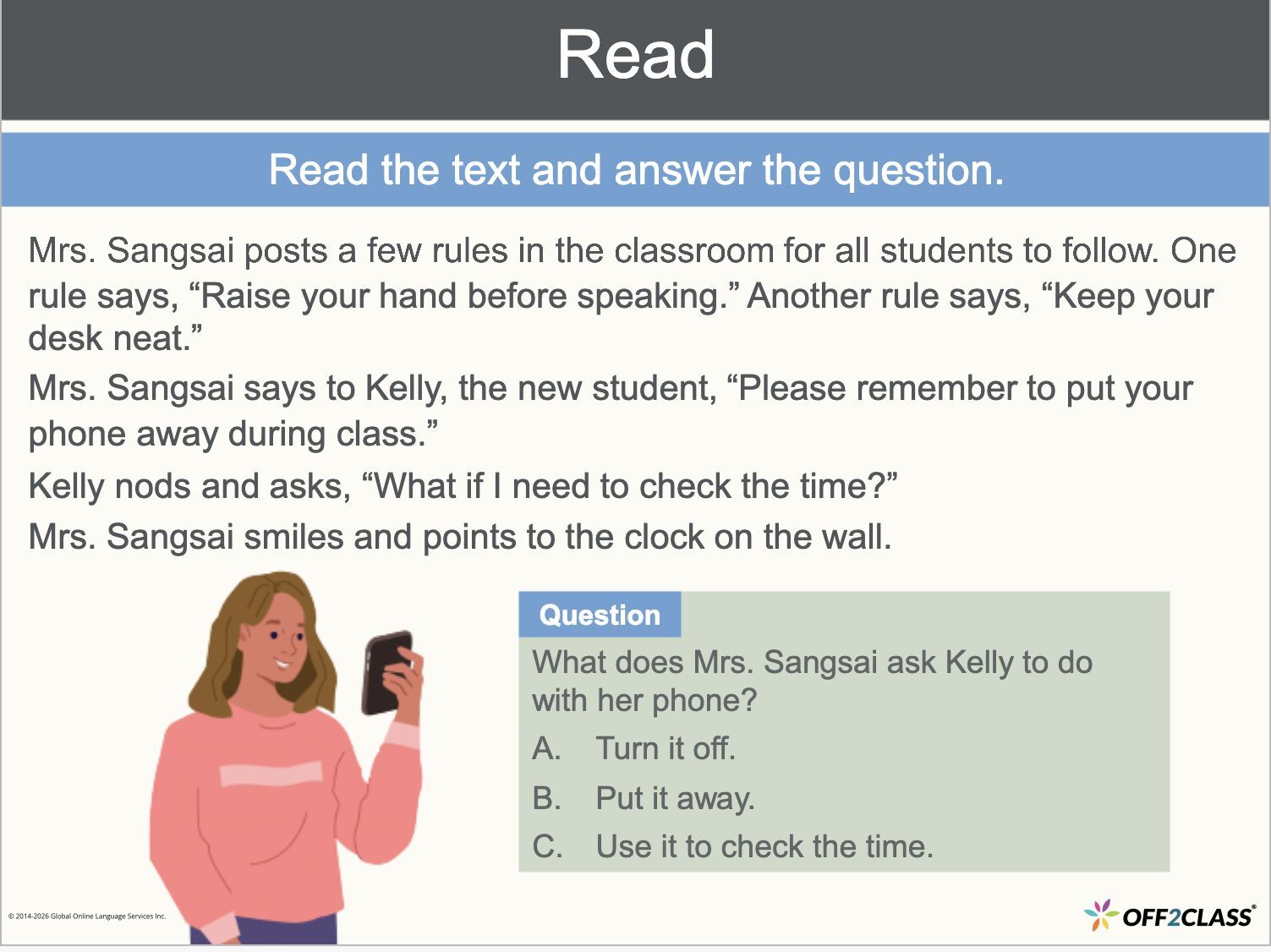 WIDA ACCESS: Reading: Lesson 1 — Introduction to Reading, Slide 8 of 31.